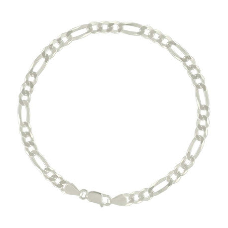 925 Sterling Silver Super Flat Figaro Chain Silver Plated 120 4.9mm