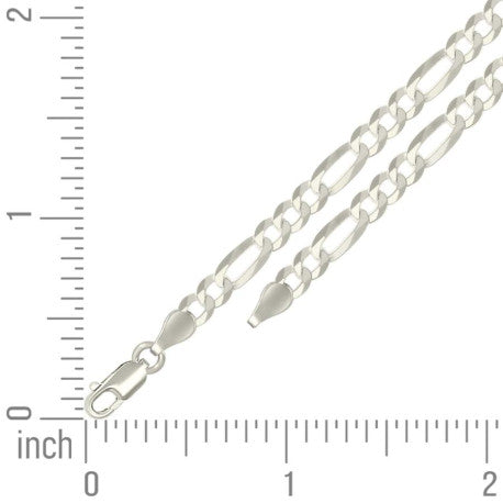 925 Sterling Silver Super Flat Figaro Chain Silver Plated 120 4.9mm