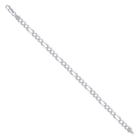 925 Sterling Silver Super Flat Figaro Chain Rhodium Plated 150 5.6mm