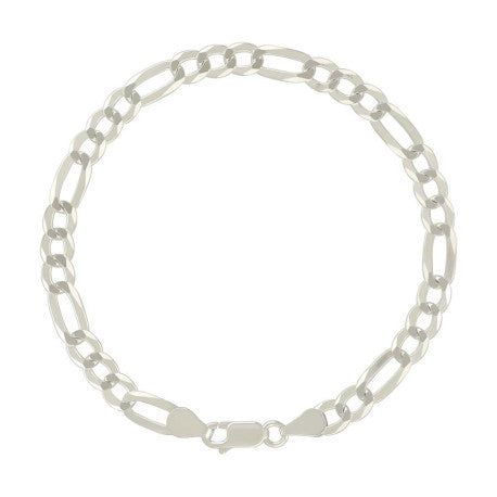 925 Sterling Silver Super Flat Figaro Chain Silver Plated 150 5.6mm