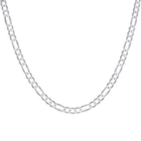 925 Sterling Silver Super Flat Figaro Chain Rhodium Plated 150 5.6mm