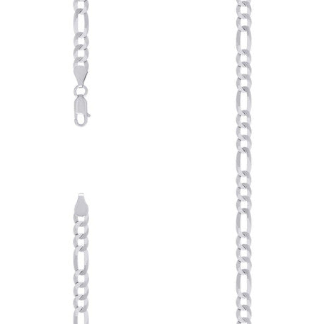 925 Sterling Silver Super Flat Figaro Chain Rhodium Plated 150 5.6mm