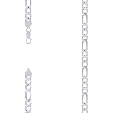925 Sterling Silver Super Flat Figaro Chain Rhodium Plated 160 6.6mm