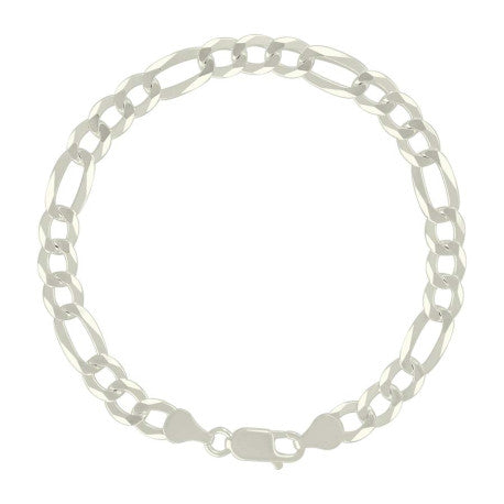 925 Sterling Silver Super Flat Figaro Chain Silver Plated 160 6.6mm