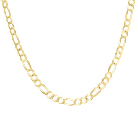 925 Sterling Silver Super Flat Figaro Chain Yellow Plated 160 6.6mm