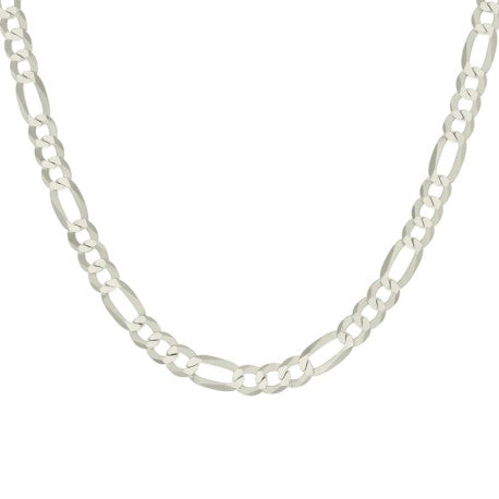 925 Sterling Silver Super Flat Figaro Chain Silver Plated 180 7.8mm