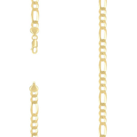 925 Sterling Silver Super Flat Figaro Chain Yellow Plated 180 7.8mm
