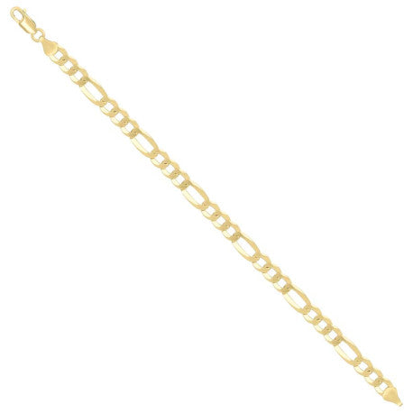925 Sterling Silver Super Flat Figaro Chain Yellow Plated 180 7.8mm