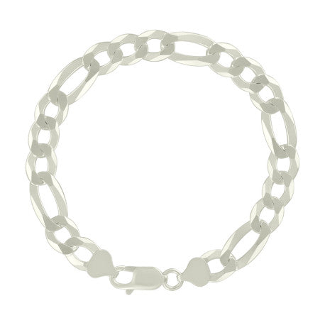 925 Sterling Silver Super Flat Figaro Chain Silver Plated 200 8.9mm