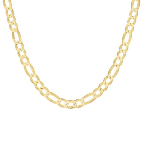 925 Sterling Silver Super Flat Figaro Chain Yellow Plated 200 8.9mm