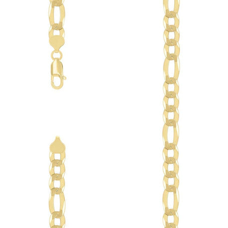 925 Sterling Silver Super Flat Figaro Chain Yellow Plated 200 8.9mm
