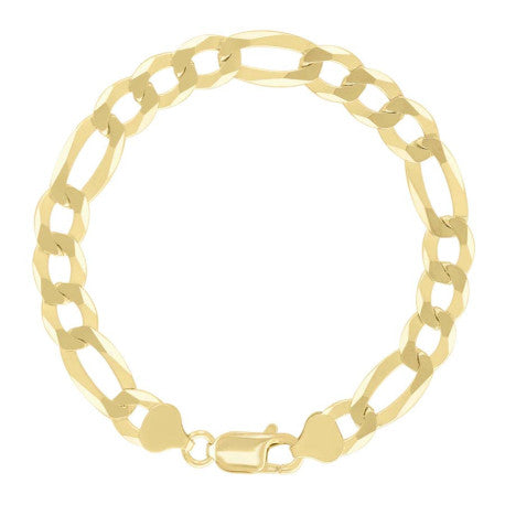 925 Sterling Silver Super Flat Figaro Chain Yellow Plated 200 8.9mm