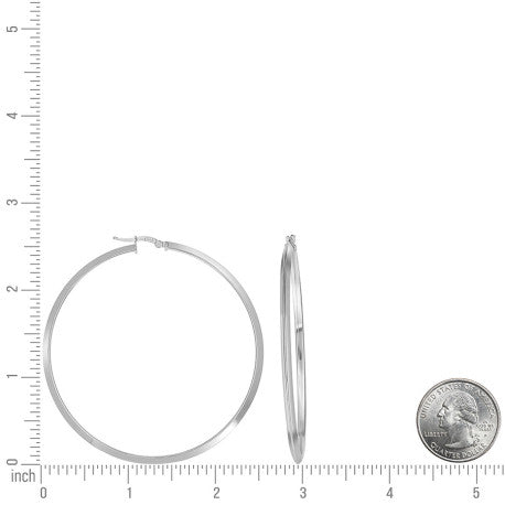925 Silver Triangle Hoop Earrings 3mm-60-Silver