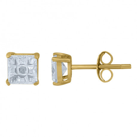 925-Square 9Segment 3mm Earrings