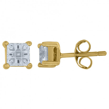 925-Square 9Segment 4mm Earrings