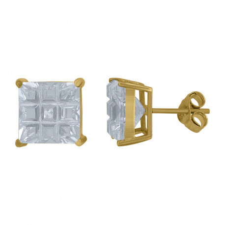 925-Square 9Segment 5mm Earrings