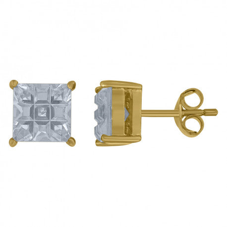 925-Square 9Segment 7mm Earrings