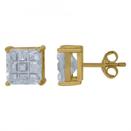 925-Square 9Segment 8mm Earrings