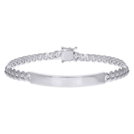 925 Sterling Rhodium Solid Miami Cuban Id Bracelet