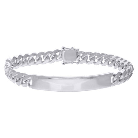 925-Sterling-Rhodium Solid Miami Cuban Id Bracelet