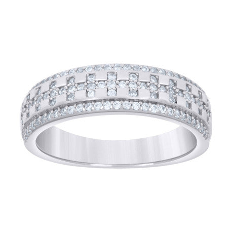 925 Sterling Silver 0.55Ctw Moissanite Ring Band S