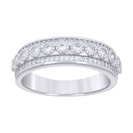 925 Sterling Silver 0.69Ctw Moissanite Ring Band S