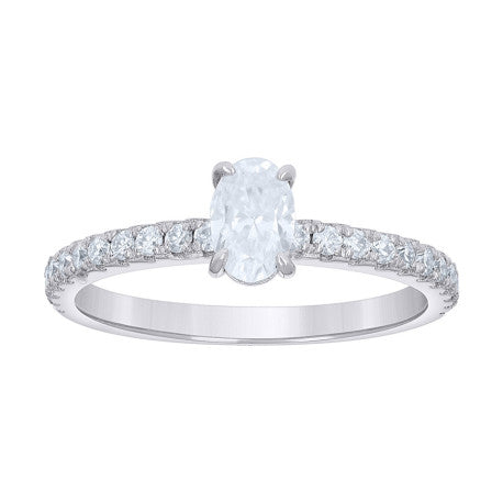925 Sterling Silver 0.77Ctw Moissanite Ring