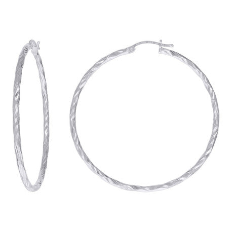 925 Sterling Silver 2mm-45mm Hoop Earring Silver Finish