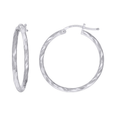 925 Sterling Silver 2mm Hoop Earring Silver Finish