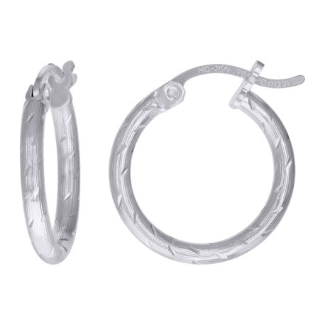 925 Sterling Silver 2mm Hoop Earring Silver Finish