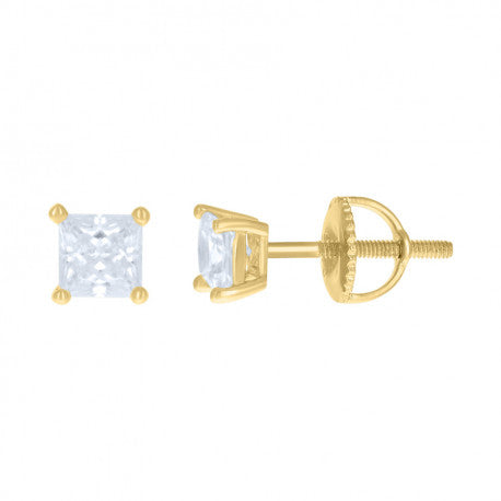 925 Sterling Silver 4mm Square Stud Earrings