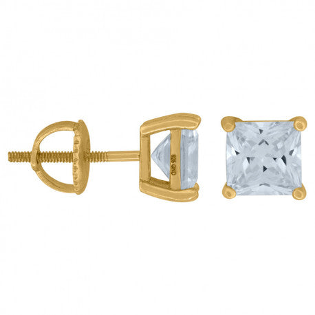 925 Sterling Silver 6mm Square Stud Earrings