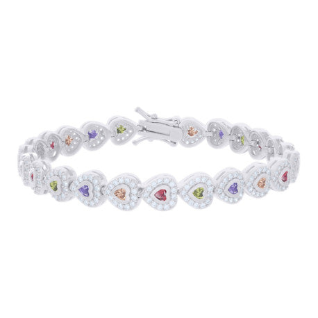 925 Sterling Silver Cz Bracelet 7 Inches