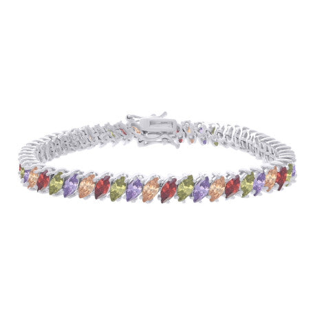 925 Sterling Silver Cz Bracelet 7 Inches
