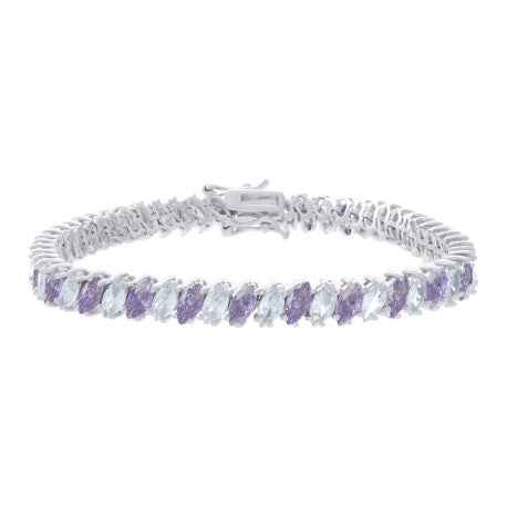 925 Sterling Silver Cz Bracelet 7.25 Inches