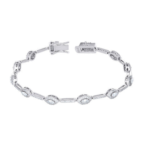 925 Sterling Silver Cz Bracelet 7.25"
