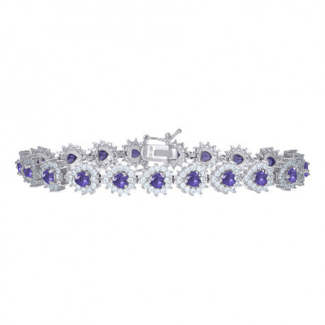 925 Sterling Silver Cz Bracelet 7.5 Inches