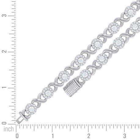 925 Sterling Silver Cz Bracelet 7"