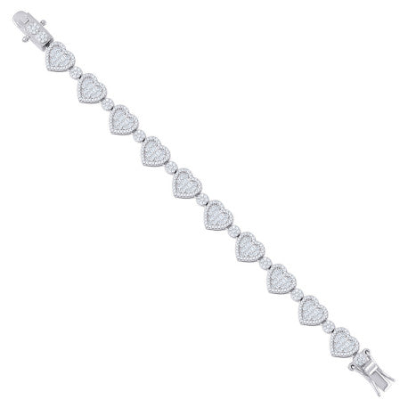 925 Sterling Silver Cz Bracelet 7"