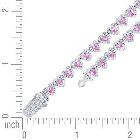 925 Sterling Silver Cz Bracelet 7"