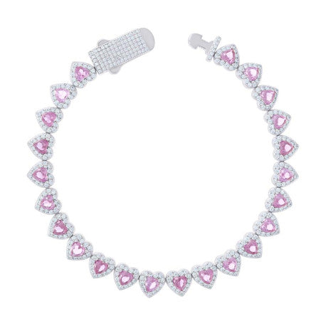 925 Sterling Silver Cz Bracelet 7"