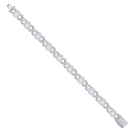 925 Sterling Silver Cz Bracelet 7"