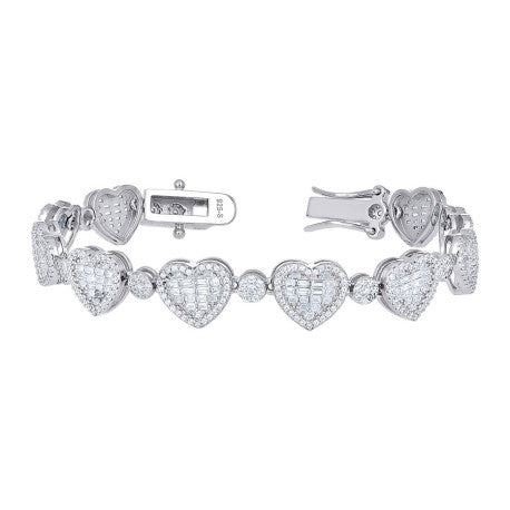 925 Sterling Silver Cz Bracelet 7"