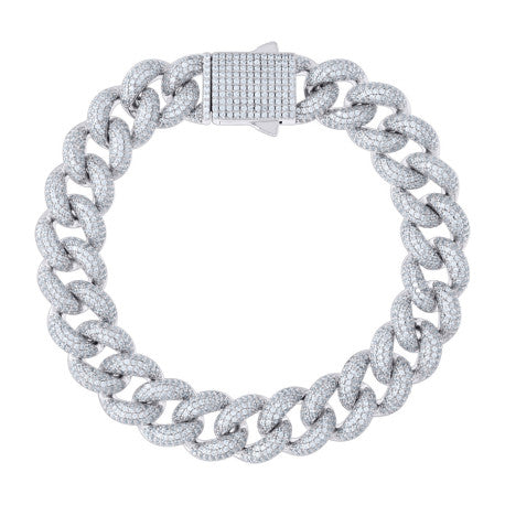 925 Sterling Silver Cz Chain 12mm