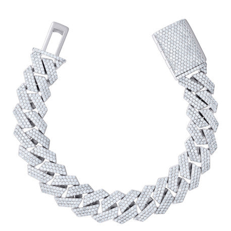 925 Sterling Silver Cz Chain 15mm