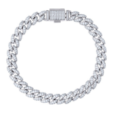 925 Sterling Silver Cz Chain 8mm