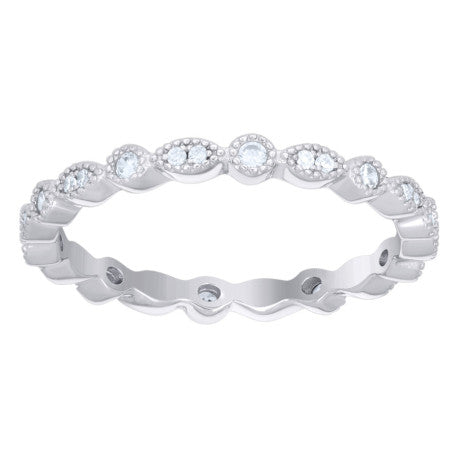 925 Sterling Silver Cz Duo Ring S5-S9