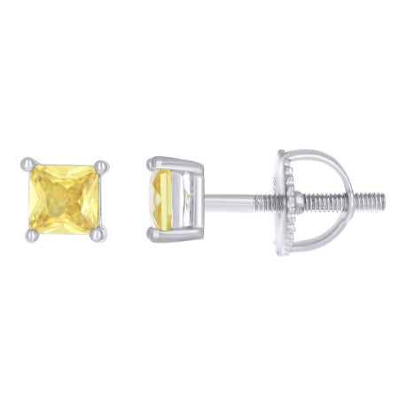 925 Sterling Silver Cz Earrings 4mm Screwback