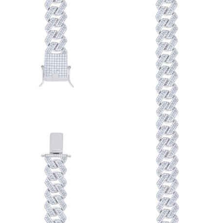 925 Sterling Silver Cz Fancy Bracelet Chain 14mm-24