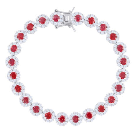 925 Sterling Silver Cz Flower Bracelet